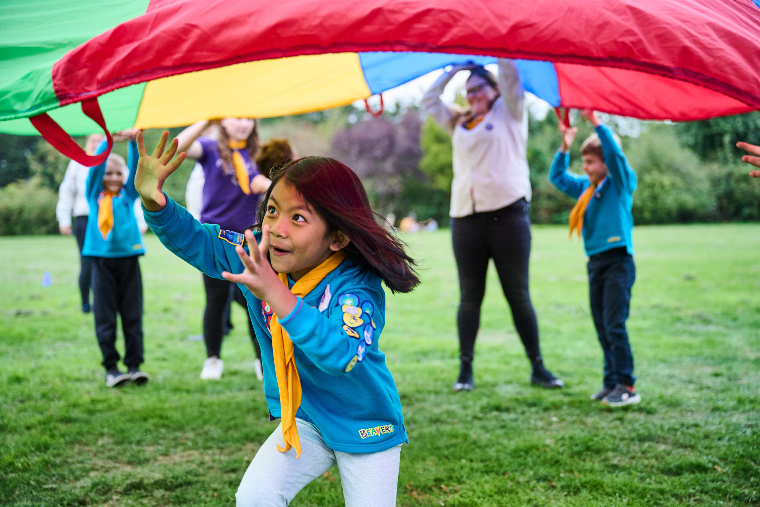 Leader and beavers parachute game